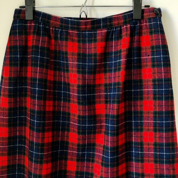 Vintage Pendleton Tartan Virgin Wool High Waist Plaid Clueless Style Midi Skirt - Picture 3 of 7